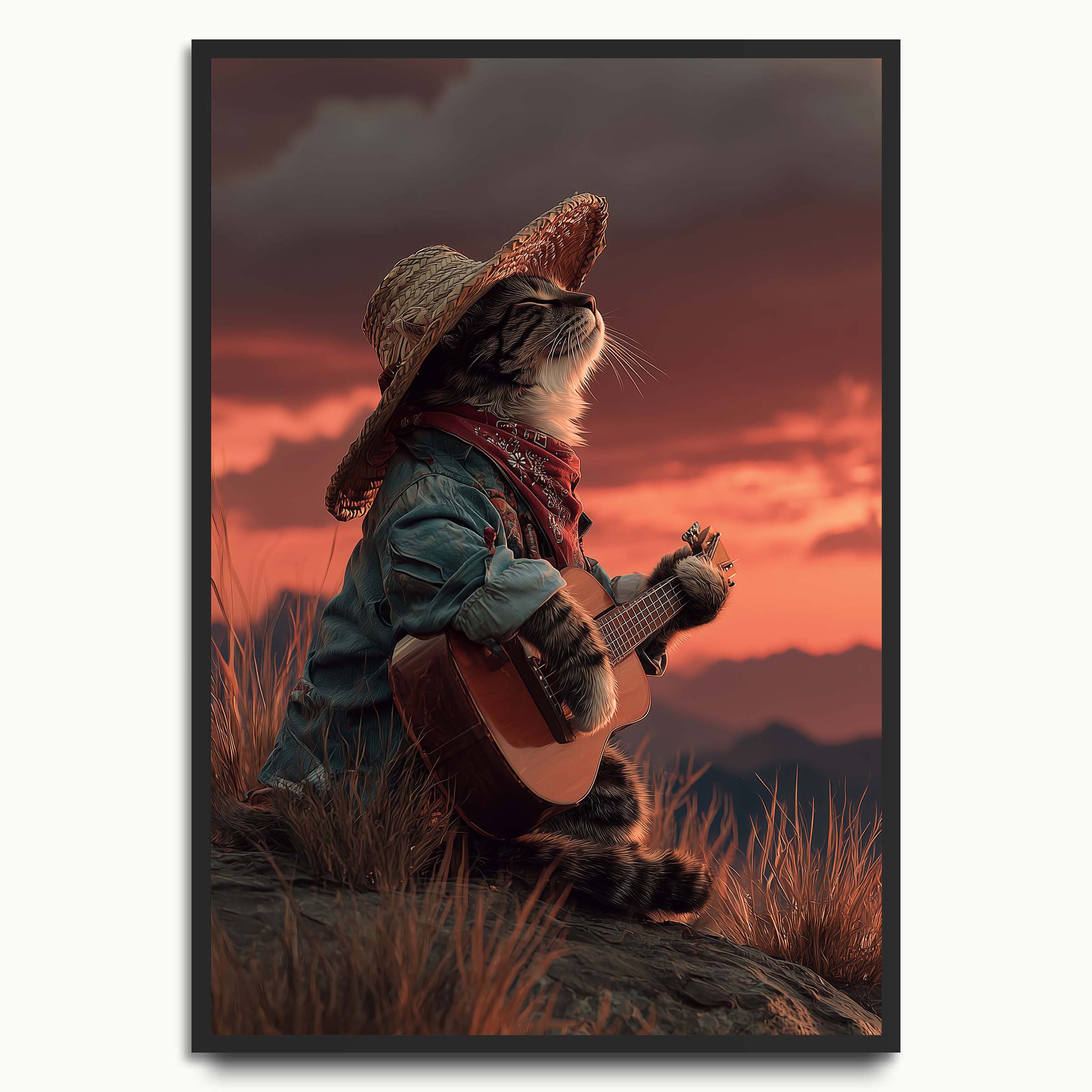 Cowboy Cat with Guitar