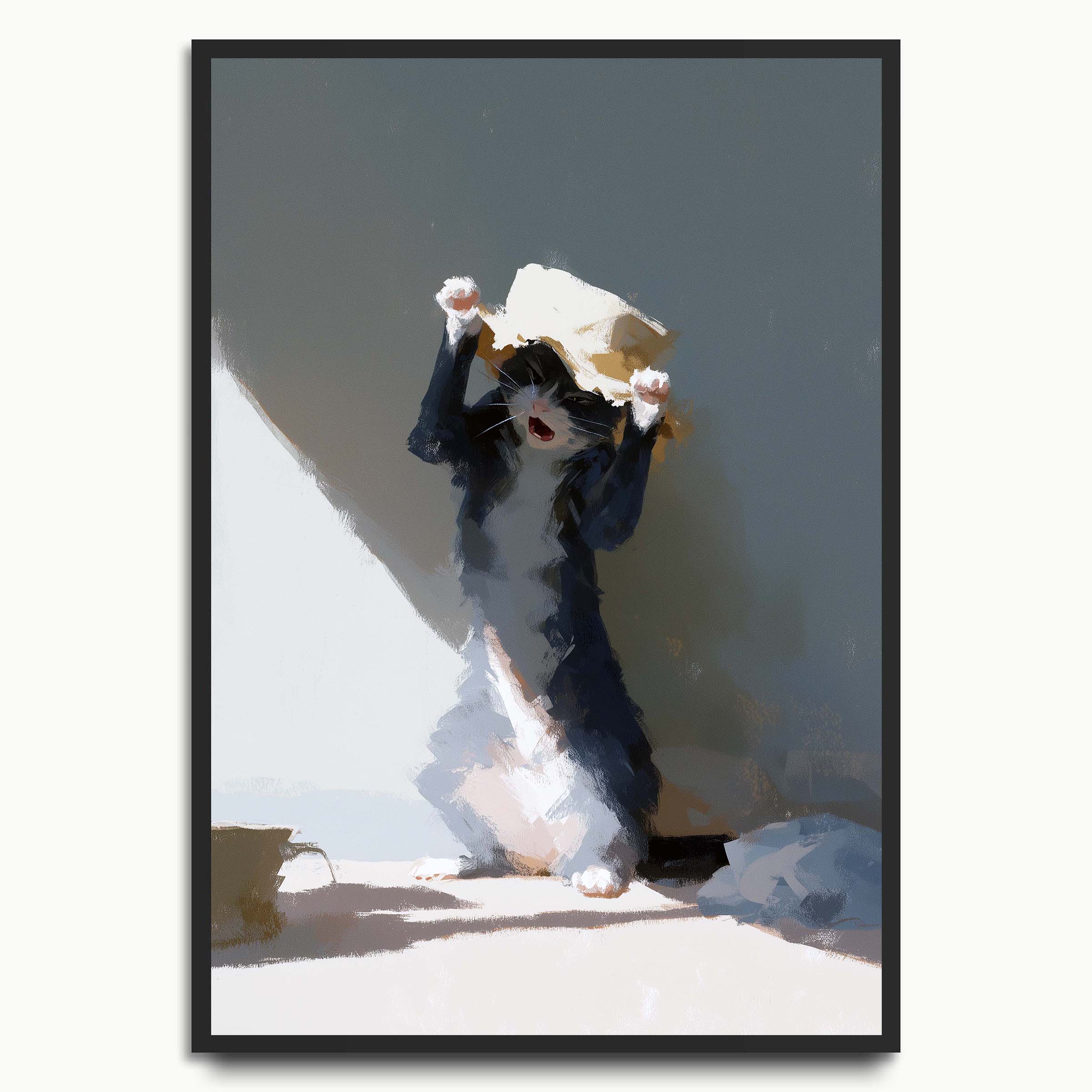 Playful Cat with Paper Bag