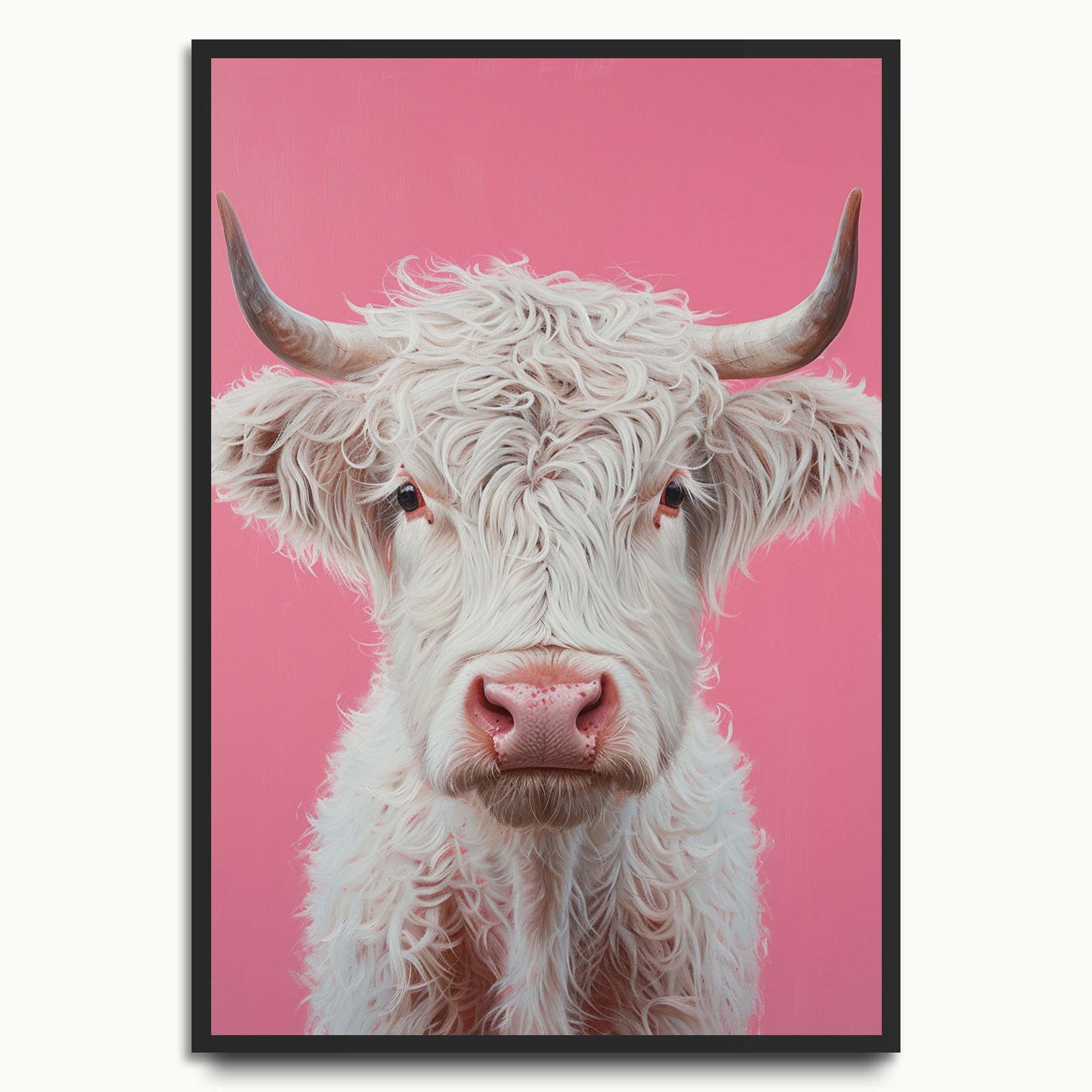 Highland Cow on Pink