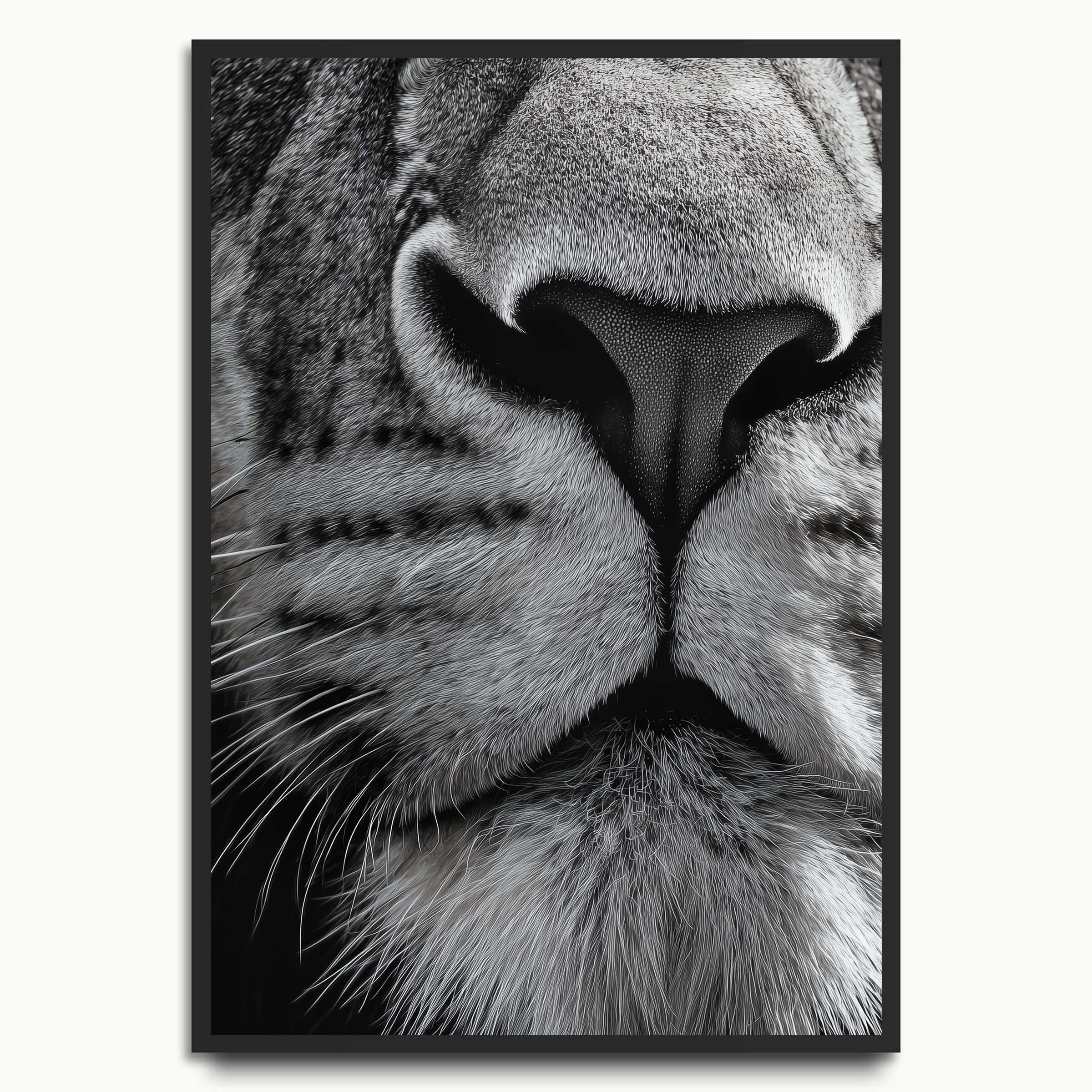 Close Up Lion B&W