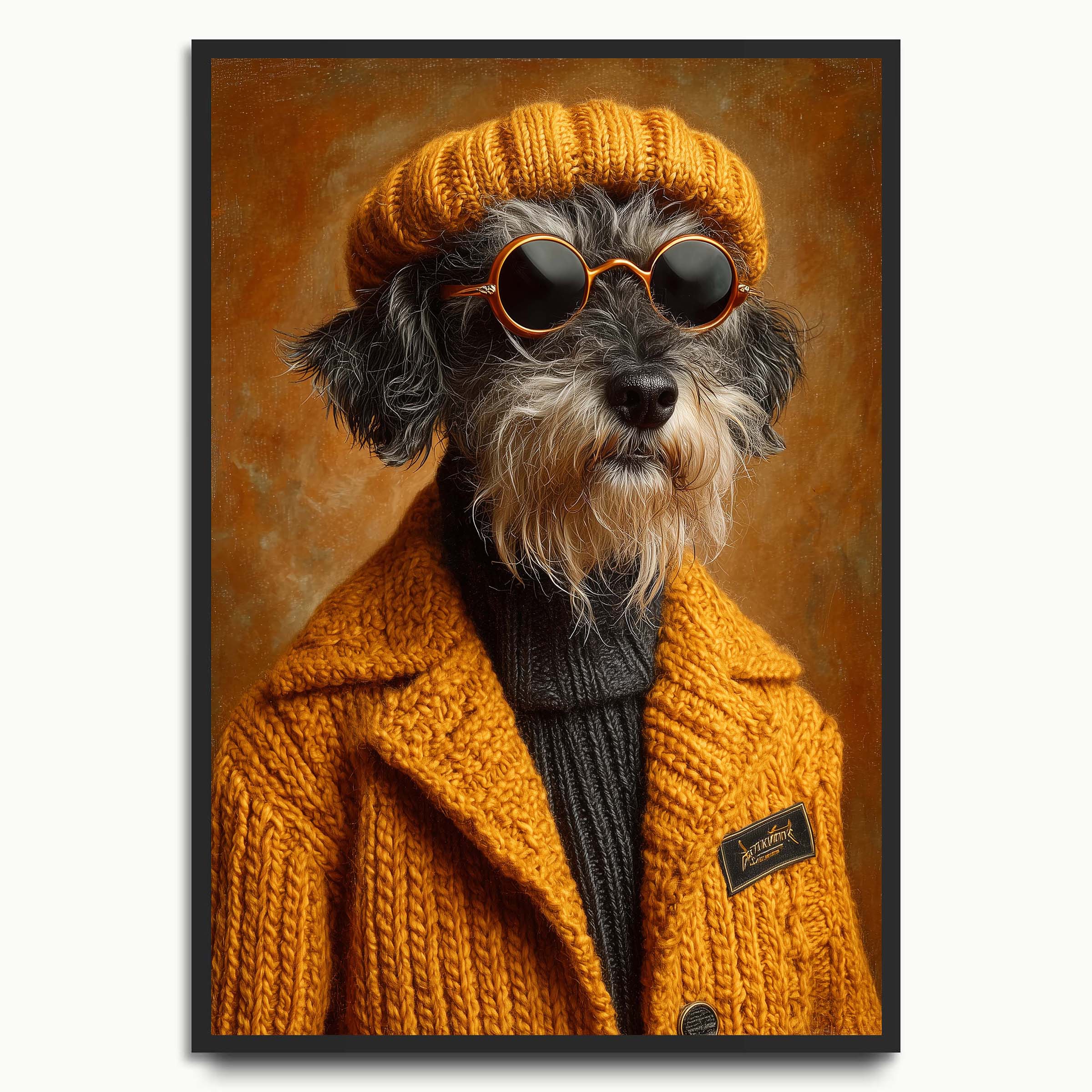 Hipster Pup in Mustard Knit & Shades
