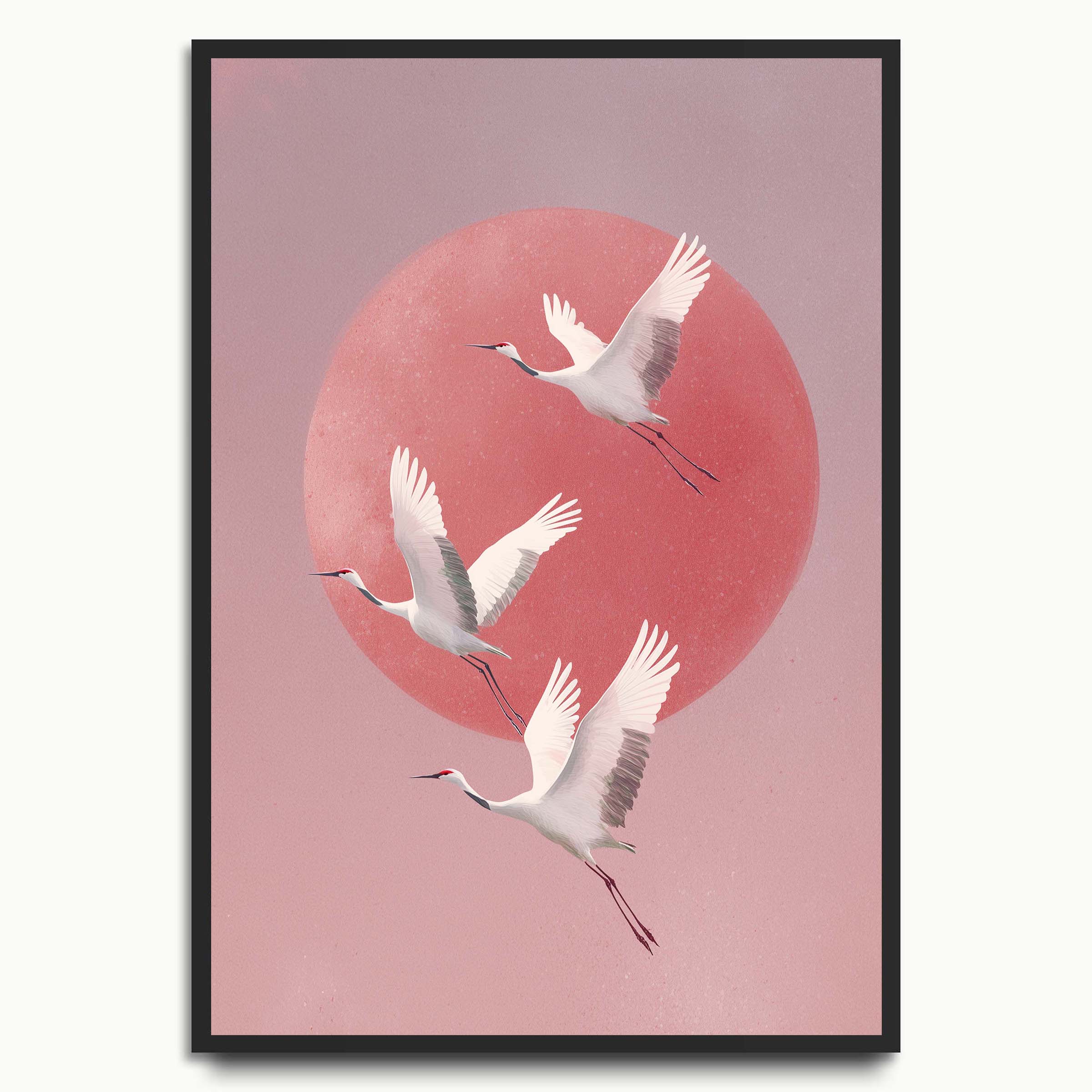 Cranes at Pink Moon