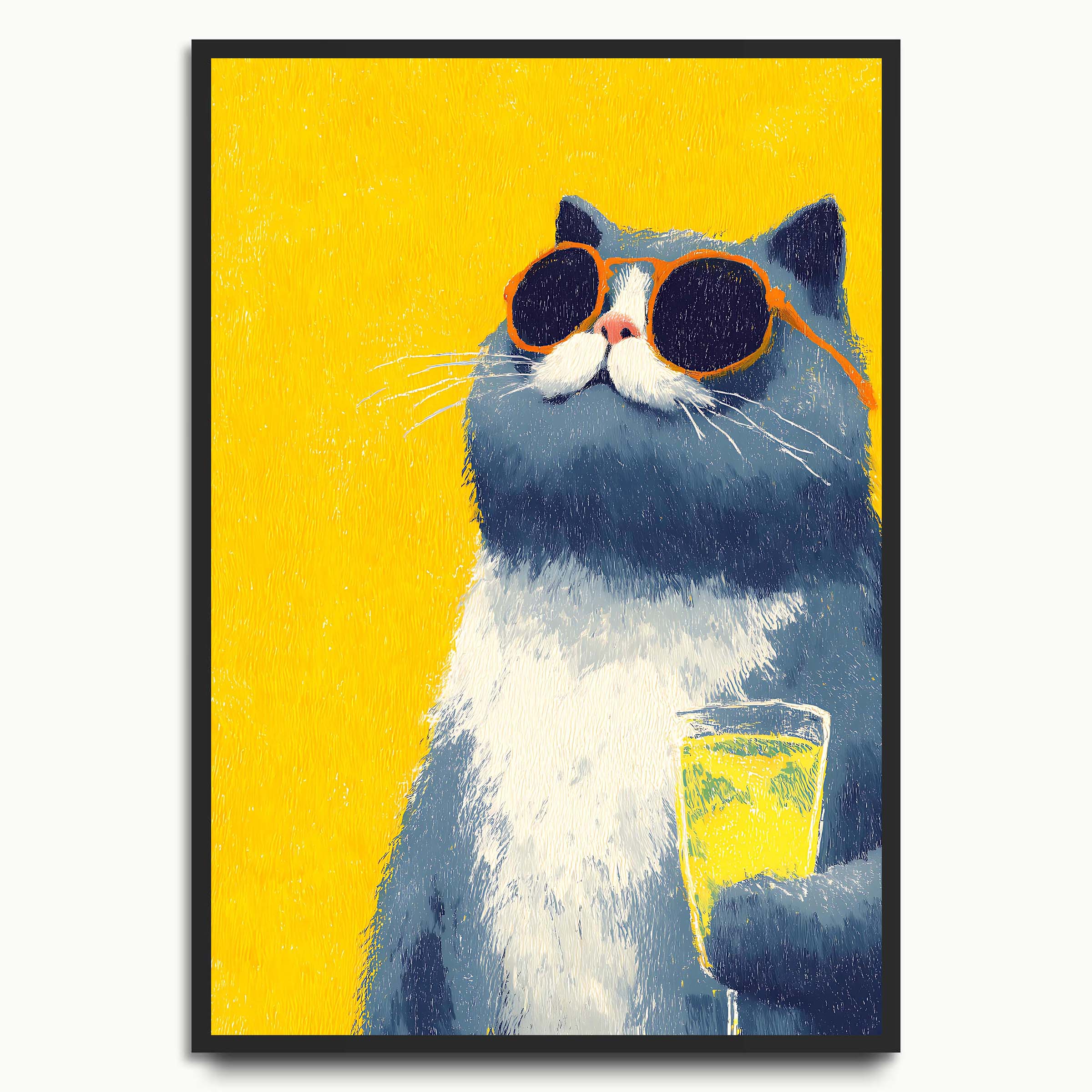 Cool Cat with Sunglasses & Drink Art Print